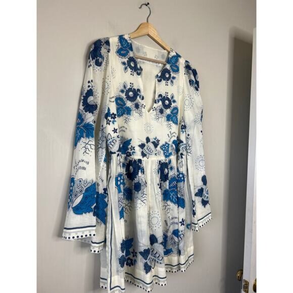 NEW Alix of Bohemia Silvie China Panel Floral Lined Mini Dress Royal Size: Large - Picture 3 of 7